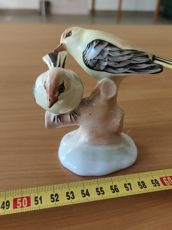 Aquincum porcelán madárpár figura (sárga madarak)